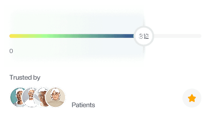 Application submission slider with trusted patient ratings and avatars