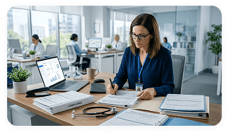 Specialist managing Medicare and Medicaid enrollment paperwork